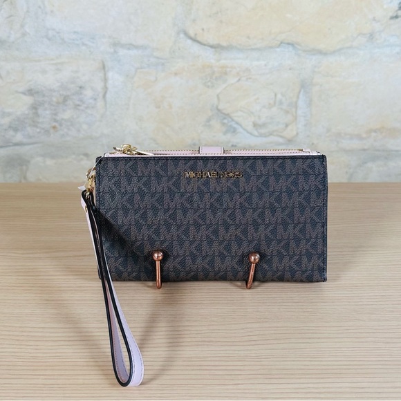 Michael Kors Jaycee signature medium backpack&wallet brown powder blush NWT - Picture 15 of 16